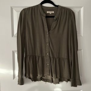 Olive Green Peplum Blouse